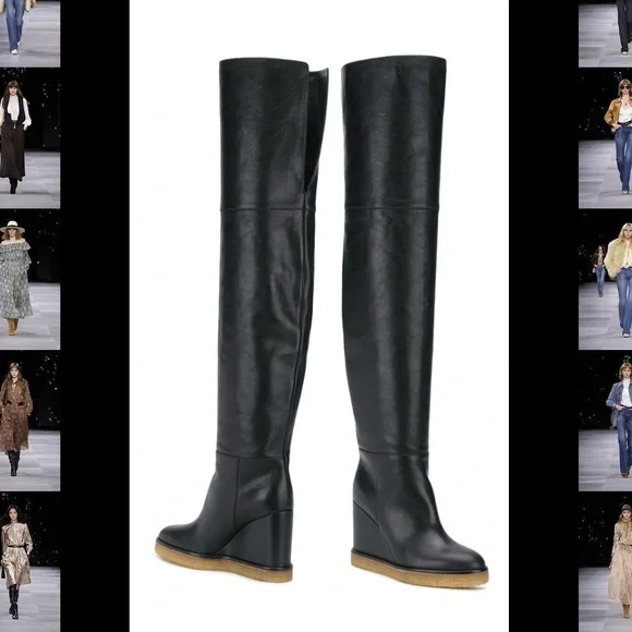 NEW Celine Manon Thigh High Wedge Boots Calfskin - Picture 7 of 7